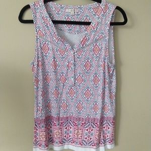 Skies Are Blue Multicolor Geometric Tank Top